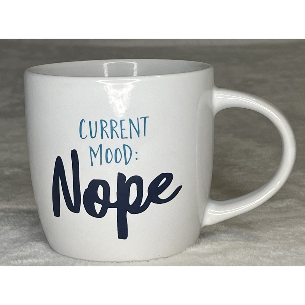 PMI Current Mood Nope White Coffee Cup Mug 18 oz 100% Stoneware Microwave Safe